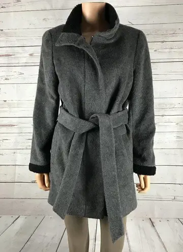 RALPH LAUREN Belted Wool Blend Coat 14 Gray