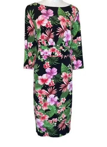 Melrose and Market MELROSE Black Floral 3/4-Sleeve Straight Shealth Floral Dress Plus-size 18W