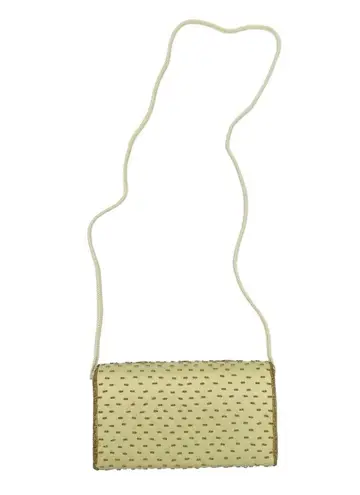 Vintage 80s 90s Gold Yellow Beaded Clutch Shoulder Bag Evening Glam Formal