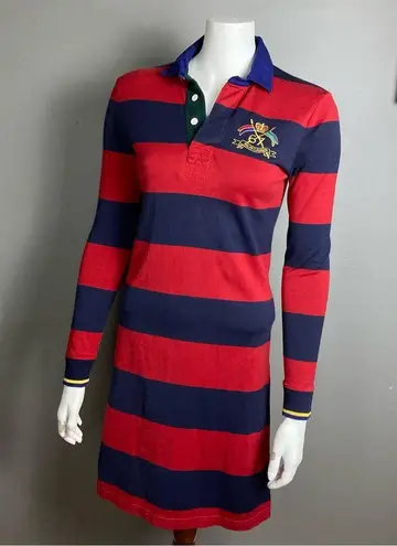 Ralph Lauren  Blue Label Rugby dress red blue stripes crest coat of arms small