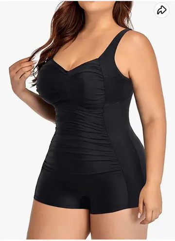 One Piece Daci Plus Size Swimsuits Boyshort Tummy Control Ruched Plus Size Bathing Suits Retro Twist Front Boyleg Swimwear