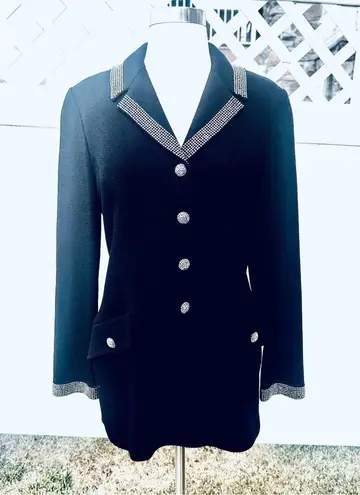 St. John Evening by Marie Gray Black Blazer with aurora rhinestone trim Size 6