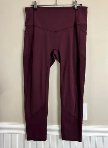 Lululemon  All The Right Places Crop II 23" Womens Size 10 Maroon Red Gym Run