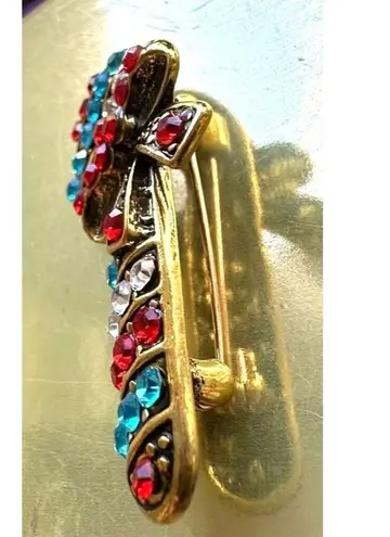 Candy Cane Brooch Pin New Christmas Jewelry Crystal Accents Candyland Ca… Red