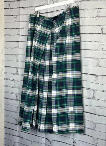 Vintage 1950s Jonathan Logan White & Green Plaid Maxi Skirt 6 CottageCore Preppy