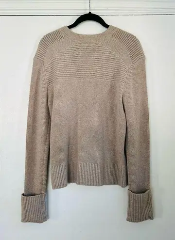 Faherty Mulino Wool Cashmere Button Knit Sweater in Quinoa L