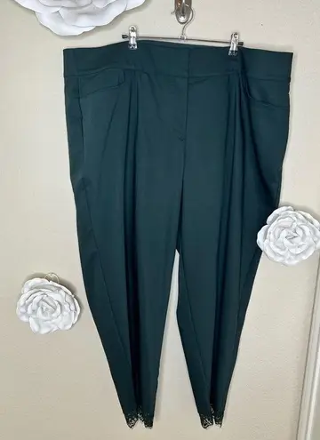 Lane Bryant The Allie Forest Green Lace Hemline Ankle Pants Size 26