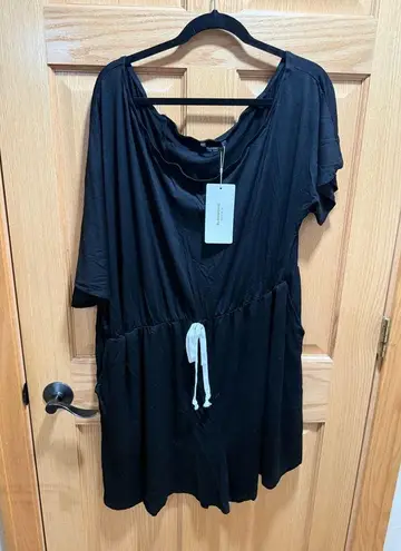 Women’s Bloomchic 22/24 Solid Knotted Front Pocket One Shoulder Romper NWT Black Size undefined
