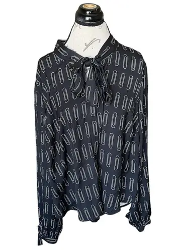 Modcloth  Blouse Plus Sz 3X Bow Tie Neck Long Sleeve Rodeo Retro Preppy Western