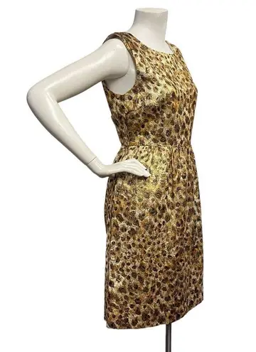 J.Crew  Women's Sz 4 Golden Brown Sheath Dress Leopard Print Bow Preppy Casual