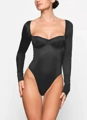 SKIMS Glissenette Long Sleeve Bodysuit Onyx Size XS
