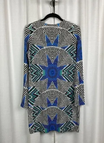 Mara Hoffman Black&Blue Geometric Star Long Sleeve Shift Dress Sz.S