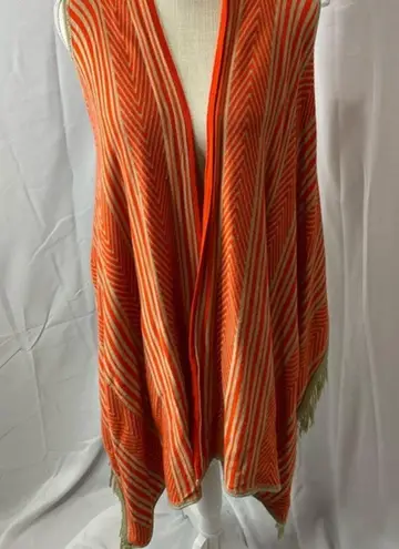Say What? Say What? Orange Chevron waterfall vest with fringe size XS