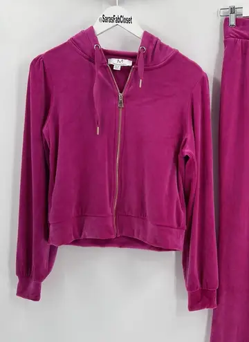 Magaschoni M Pink Velour Velvet Hoodie & Pants Track Suit Matching Set Size XS