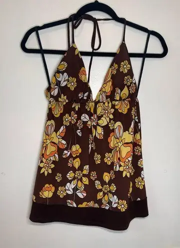 American Vintage Akoya Y2K Indie Hippie Floral Boho Padded halter top womens size L