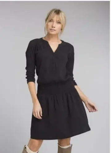 prAna Women’s Size Small Black 3/4 Sleeve Smocked A-Line Dress