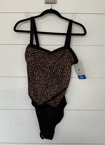 Vintage Beach Cabana Women’s Large Leopard Bust Enhancer Swimsuit One Piece New