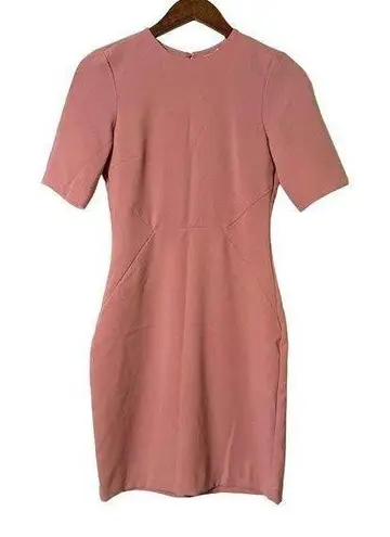 H&M  Crew Neck Open Back Crepe Sheath Dress Pink 6