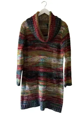 Ultra Flirt Turtleneck Knit Sweater Dress Front Pockets Colorful Vibrant Sz 1X