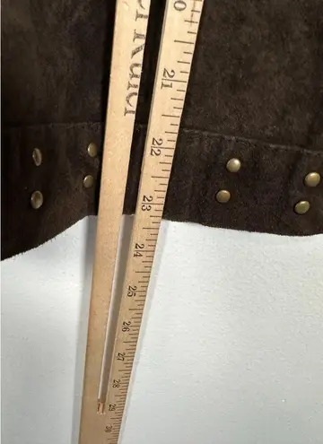 Vintage Y2K Escapade Sweater Full Zip Suede Brown Long Sleeve Womens Small