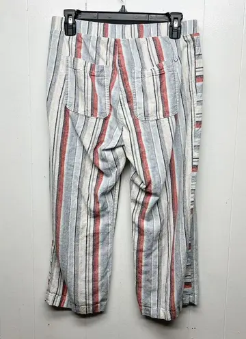 cj banks  Linen Blend Striped Capri Women's Pull On Beach Pants Size Small