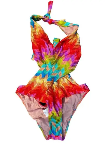 Farm Rio Chevron One-piece Swimsuit In Light Chevron Size Large