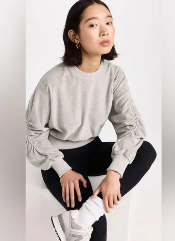 Sweaty Betty  Retake Velour Sweatshirt Ruched Long Sleeve Crewneck Gray Size 4