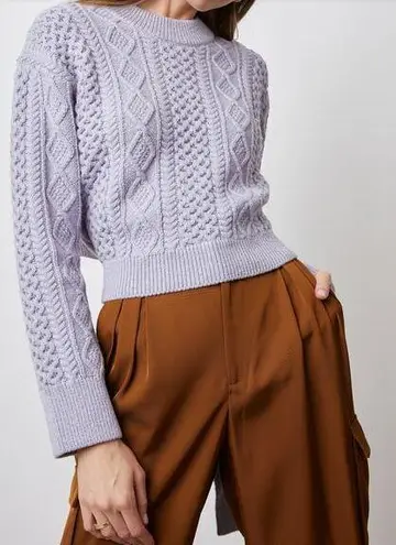 Rails Amy Cable Knit Sweater Lavender Purple Tie Back Size S NEW