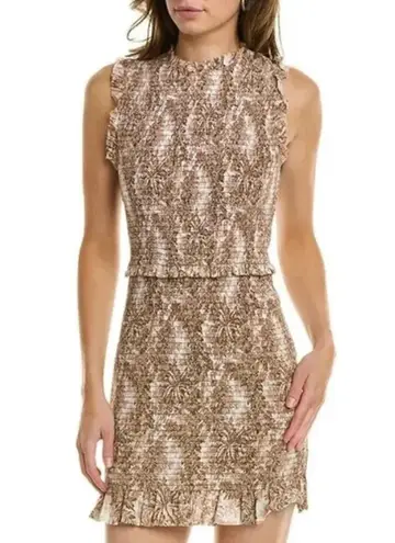 Bec & Bridge Smocked Gloria Toile Leaf Print Mini Dress Size 2 NWT