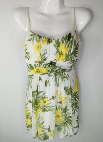 Ruby Rox Vintage Yellow & Green Tropical Floral Mini Dress MED NWT BabyDoll 90s