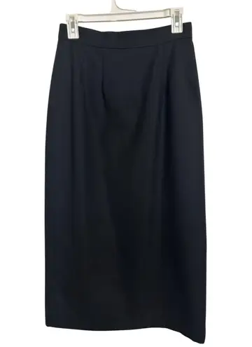 Vtg 80s Giorgio Sant Angelo Black Merino Wool Pencil Skirt Size 8 Preppy Classic