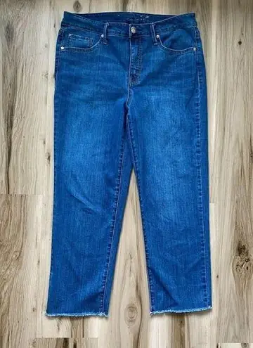 7 For All Mankind  Tower Straight Cropped Blue Jeans