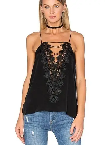 Cami NYC  The Charlie Black Silk Lace Tank Top