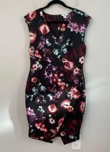 The Bar  Ill Womens Floral Print Envelope Sheath Dress  Size Large