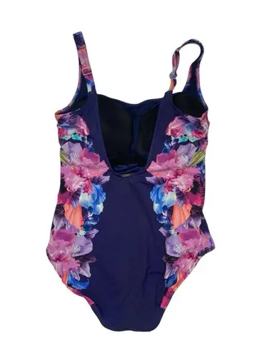 *Lands' End Swimsuit Womens Size 12L Multi Floral One Piece Beach Resort Travel Purple