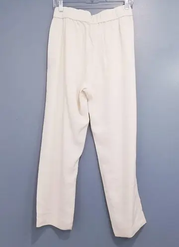 Raquel Allegra Linen Blend White Pleated Crop Pants Pull On High Rise Size 2