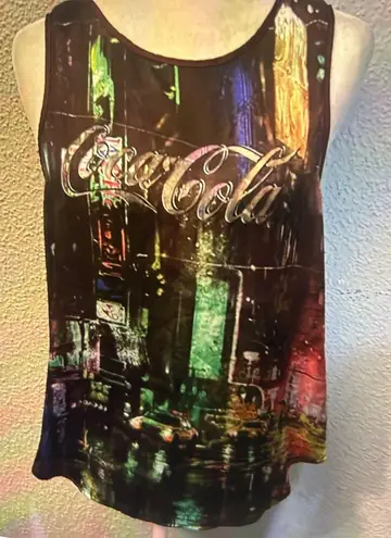 Coke Jeans Cityscape Cut Out Tank Top Black/Purple M Coca Cola ATL Collectible Black Size M