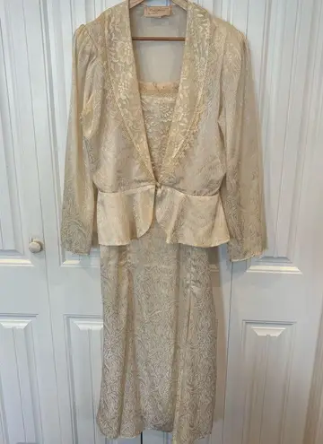 Candace By Ingrid Cream Jacket And Dress Set Size 15/16