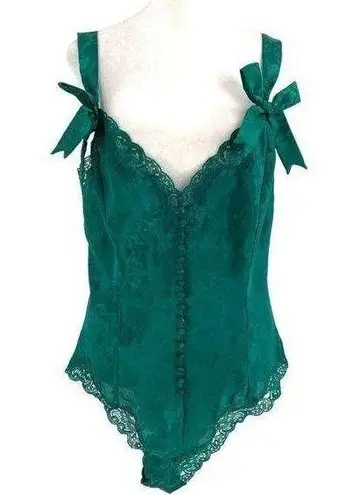 Victoria's Secret Vintage  Gold Label Floral Teddy Bodysuit Lingerie Green Large