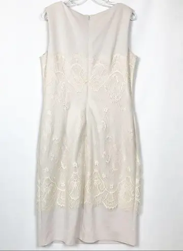 Tadashi Shoji Cream Lace Overlay Sheath Dress