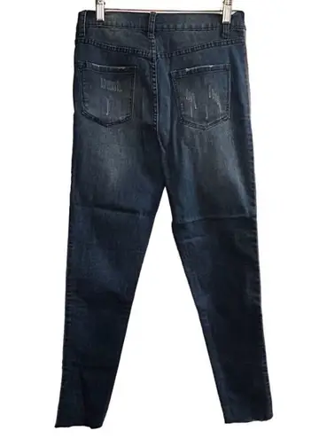 Lolo Women's Ankle Jeans Size 11 Blue Side Stripe Stretch Denim