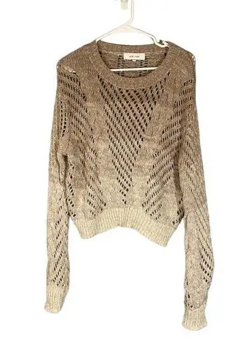 John + Jenn Brown Ombre Netted Long Sleeve Pullover Knit Sweater Women Sz SP