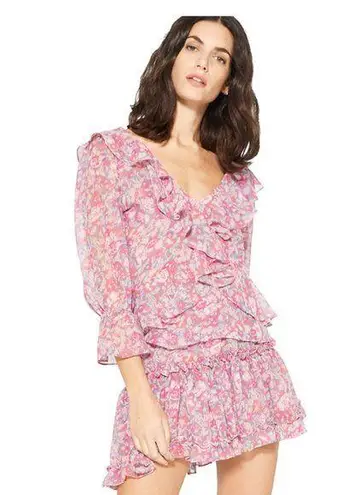 MISA Los Angeles SET MISA LILYANNA TOP AND WILLA SKIRT IN PINK FLORAL