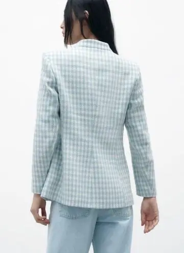 ZARA houndstooth lapelless blazer