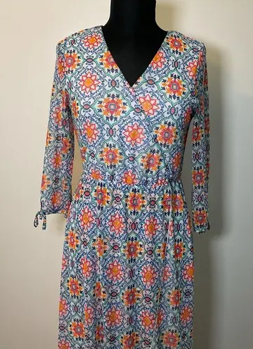 Allison Brittney 15. Blue Red Bell Sleeve Maxi Dress