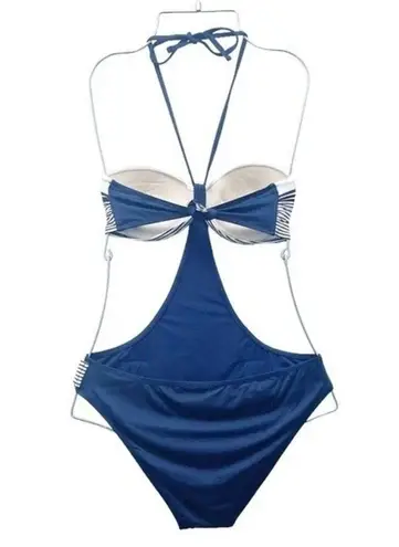 Balneaire Paris Beachwear Red White & Blue Nautical Monokini Size 12 Retro Pinup