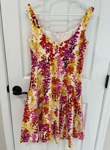 Jones Wear  Dress Yellow Pink Red Structured A Line 2000s Floral Womens Size 4