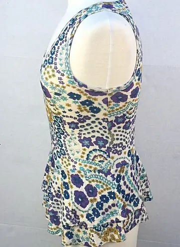 Modcloth Womens Size Small sleeveless floral peplum tank Top