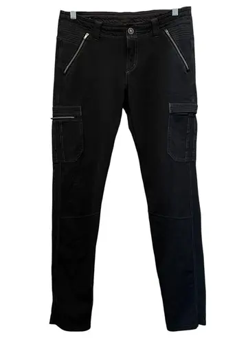 Kuhl Women's Krush Cargo Black Hiking Pants Sz 8 Reg Skinny Fit Moto Zip Pockets