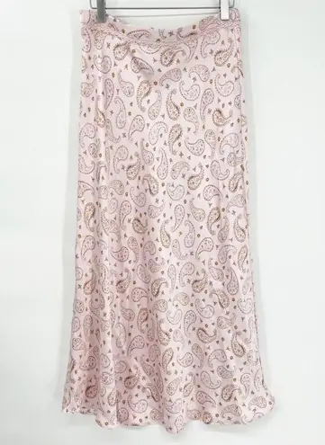 ZARA NEW  Paisley Printed Satin Maxi Skirt S Pink